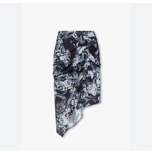 NWT IRO Cartina Draped Asymmetrical Skirt Black with Paisley Flower Print Sz 4/S